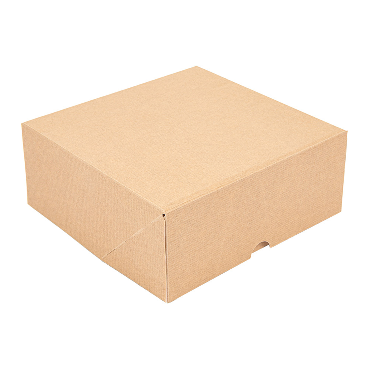 Boîte pâtissière en carton kraft sans fenêtre 18 x 18 x 7,5 cm par 50