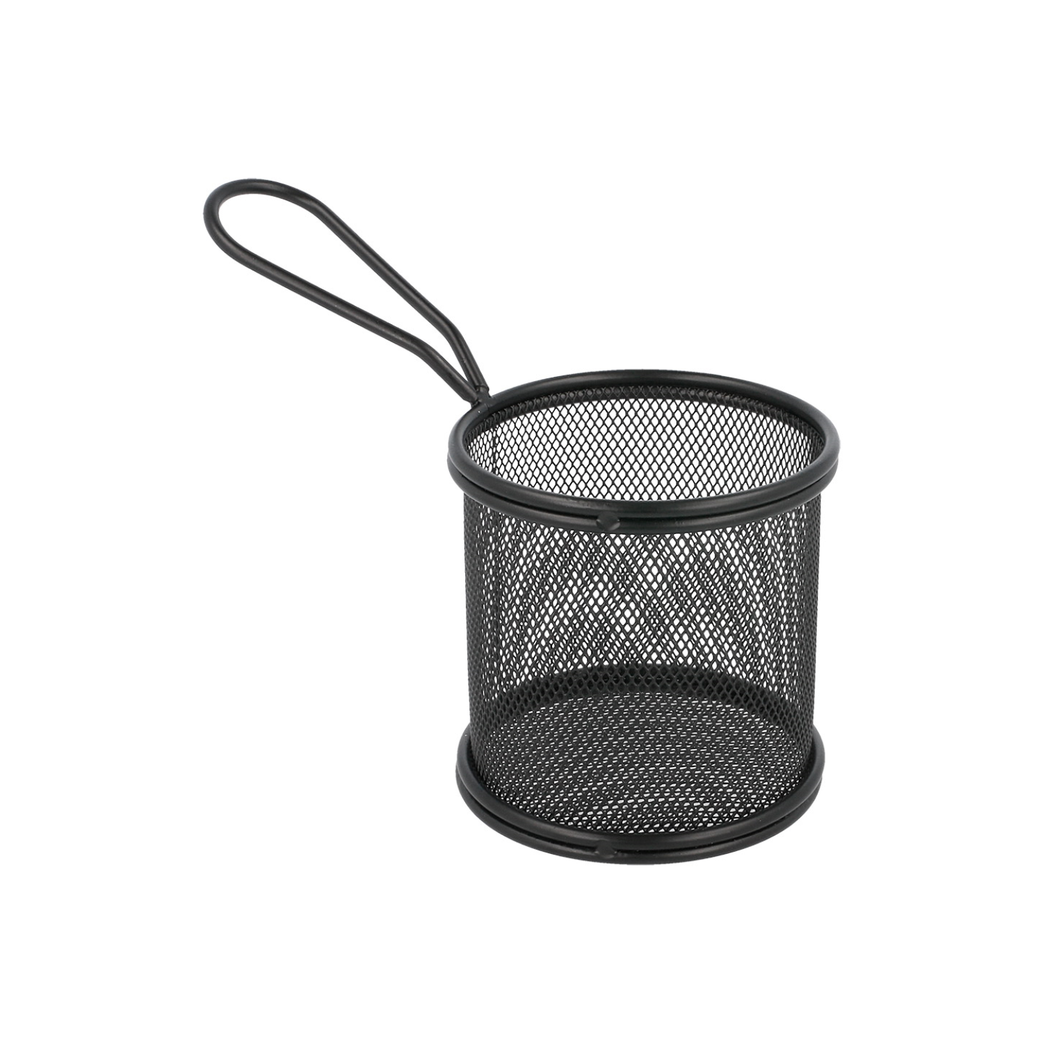 Mini panier rond en inox noir par 6