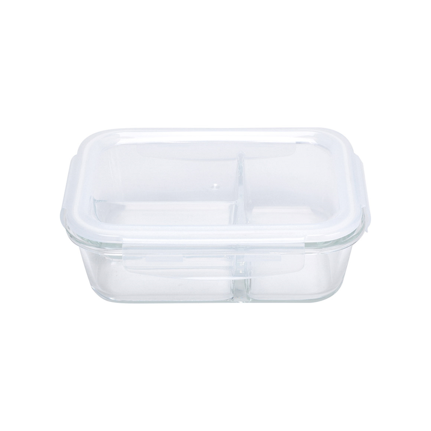 Plat en verre avec couvercle rectangulaire 1000 ml avec 2 compartiments par 6