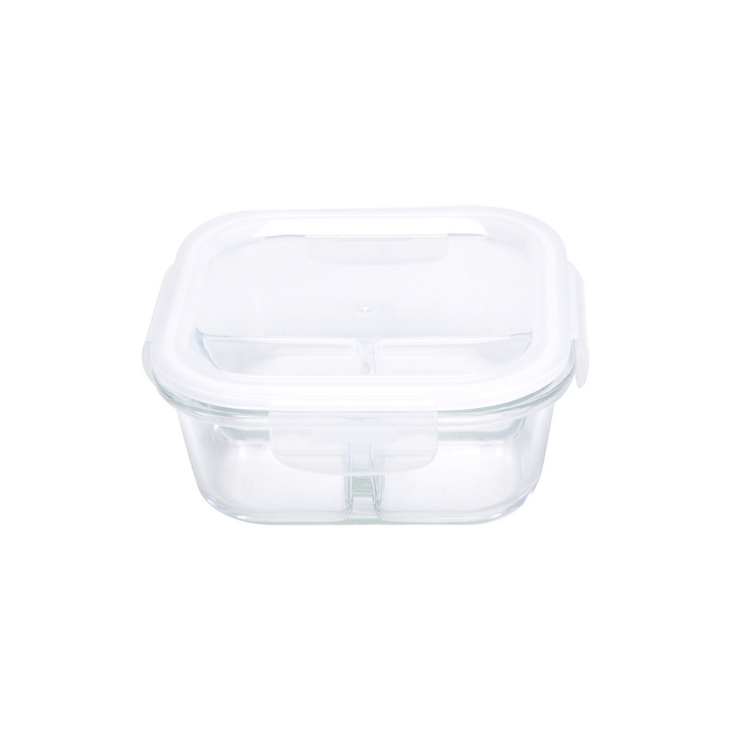 Plat en verre avec couvercle carré 800 ml avec 2 compartiments par 6