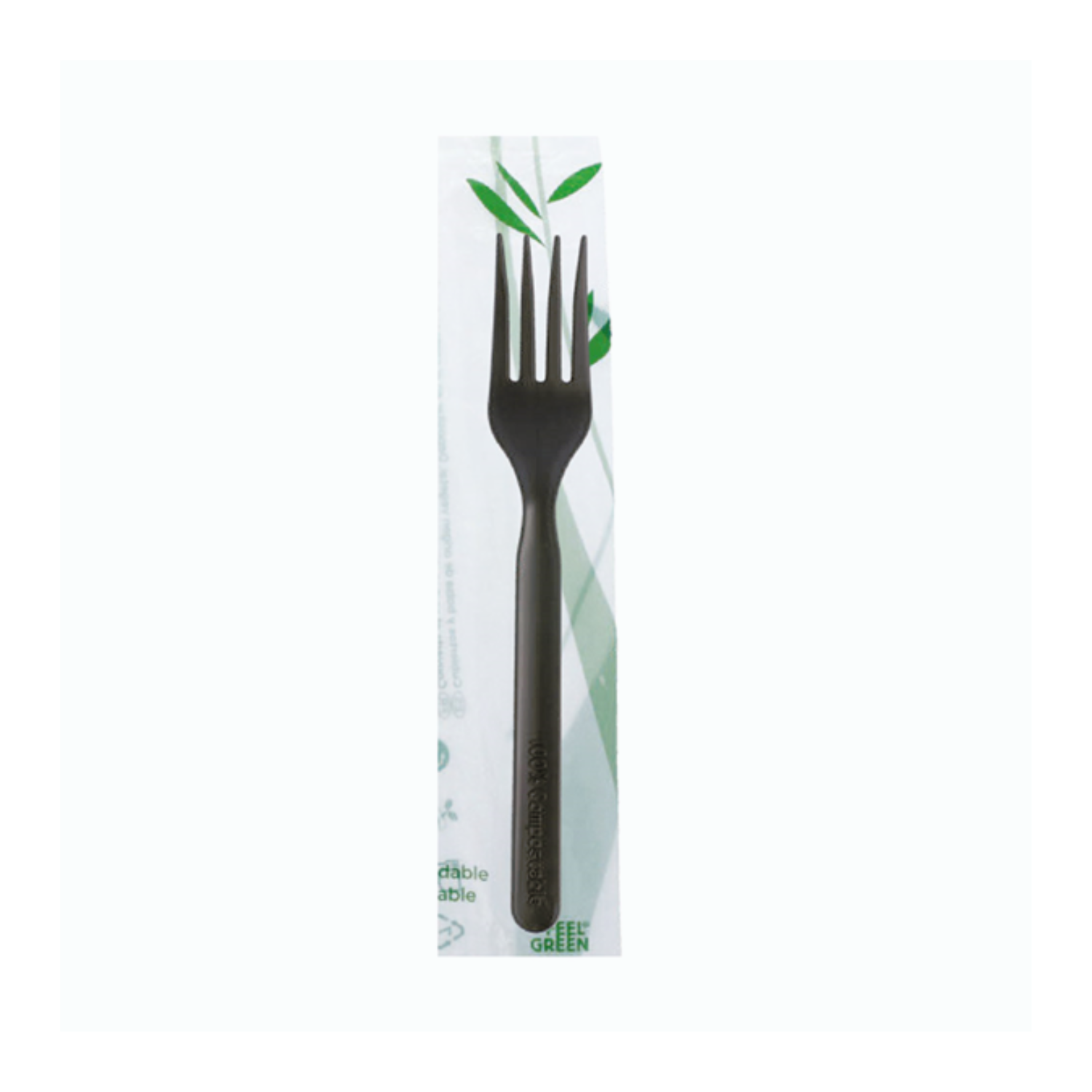 Fourchette noire en CPLA 17 cm emballée individuellement par 500