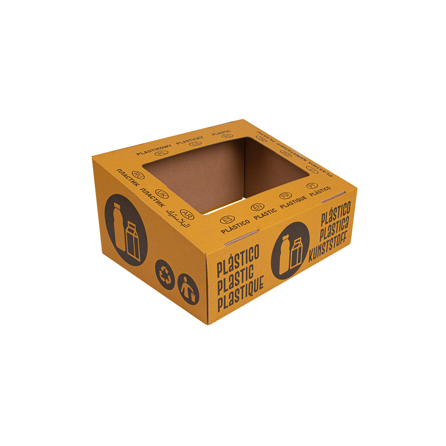 Couvercle de poubelle en carton 75 l pour recyclage des plastiques par 10