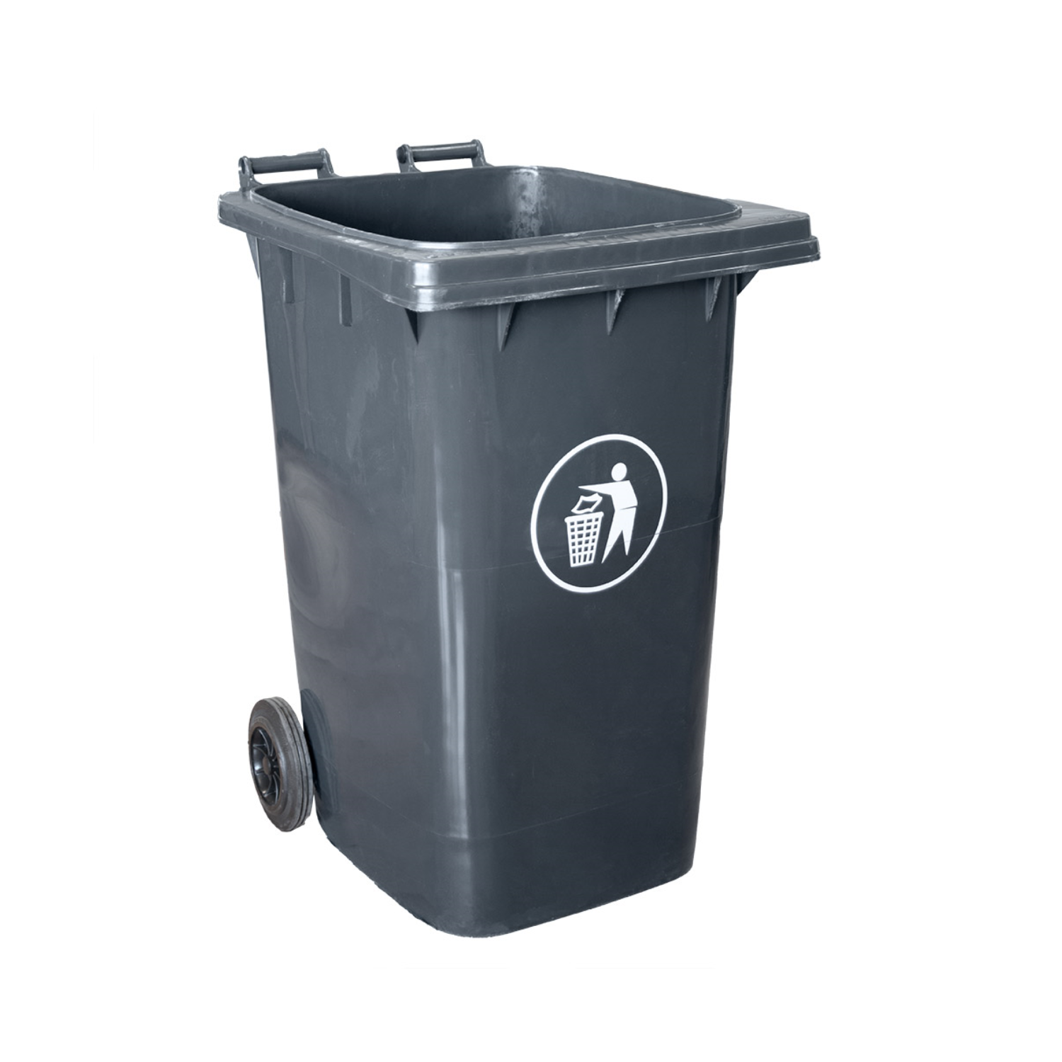 Poubelle conteneur 240 litres grise avec 2 roues sans couvercle