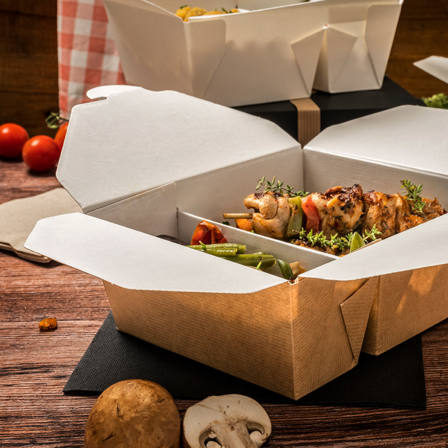 Boîtes américaines kraft 2 compartiments - ProSaveurs