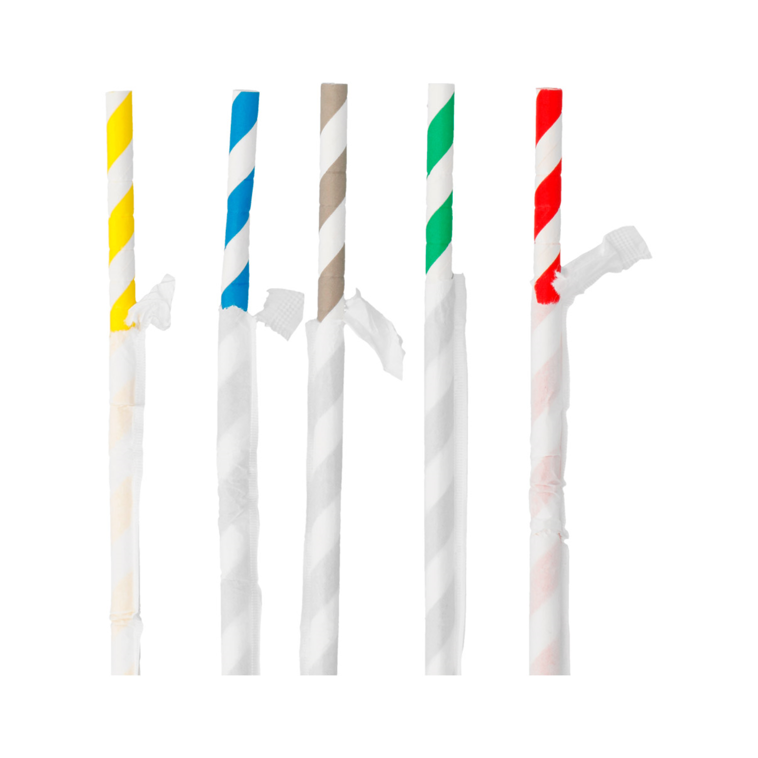 Paille flexible en papier coloris assortis 23 cm diam 0.6 cm emballée individuellement par 3000