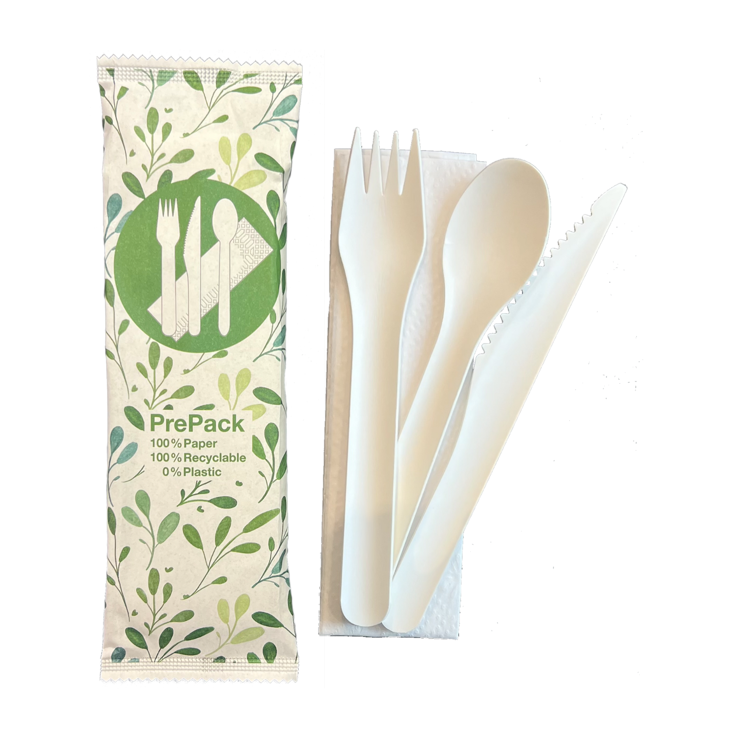Kit couverts en papier 4 en 1 motif Forêt par 240
