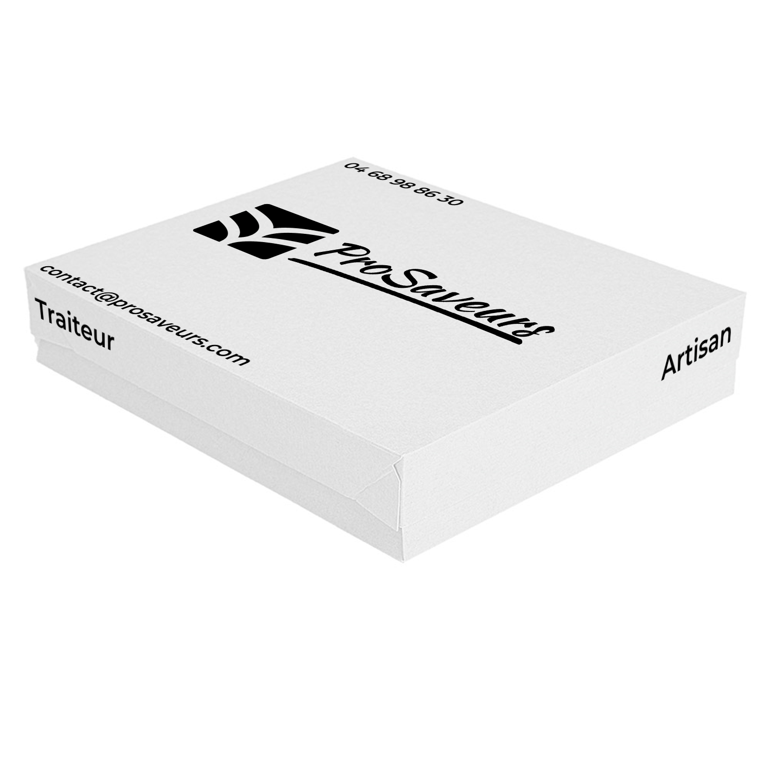 Boite traiteur 28x42 cm blanche personnalisée