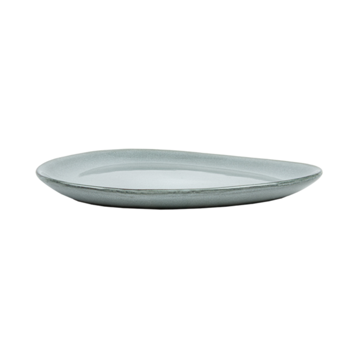 Assiette asymétrique en grès gris vert 27 cmx25 cm - Vaisselle en grès - ProSaveurs