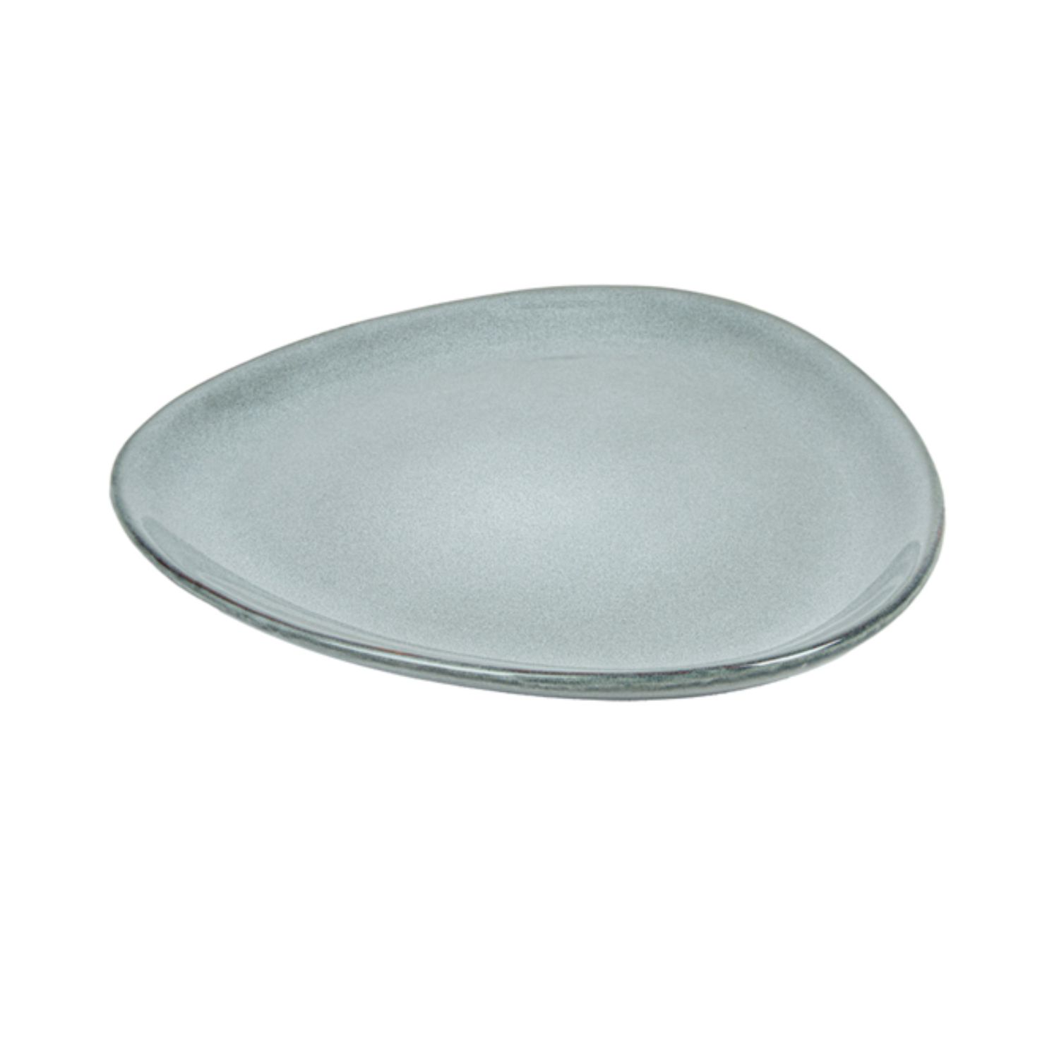 Assiette asymétrique en grès gris vert 27 cmx25 cm par 6 - Vaisselle en grès - ProSaveurs