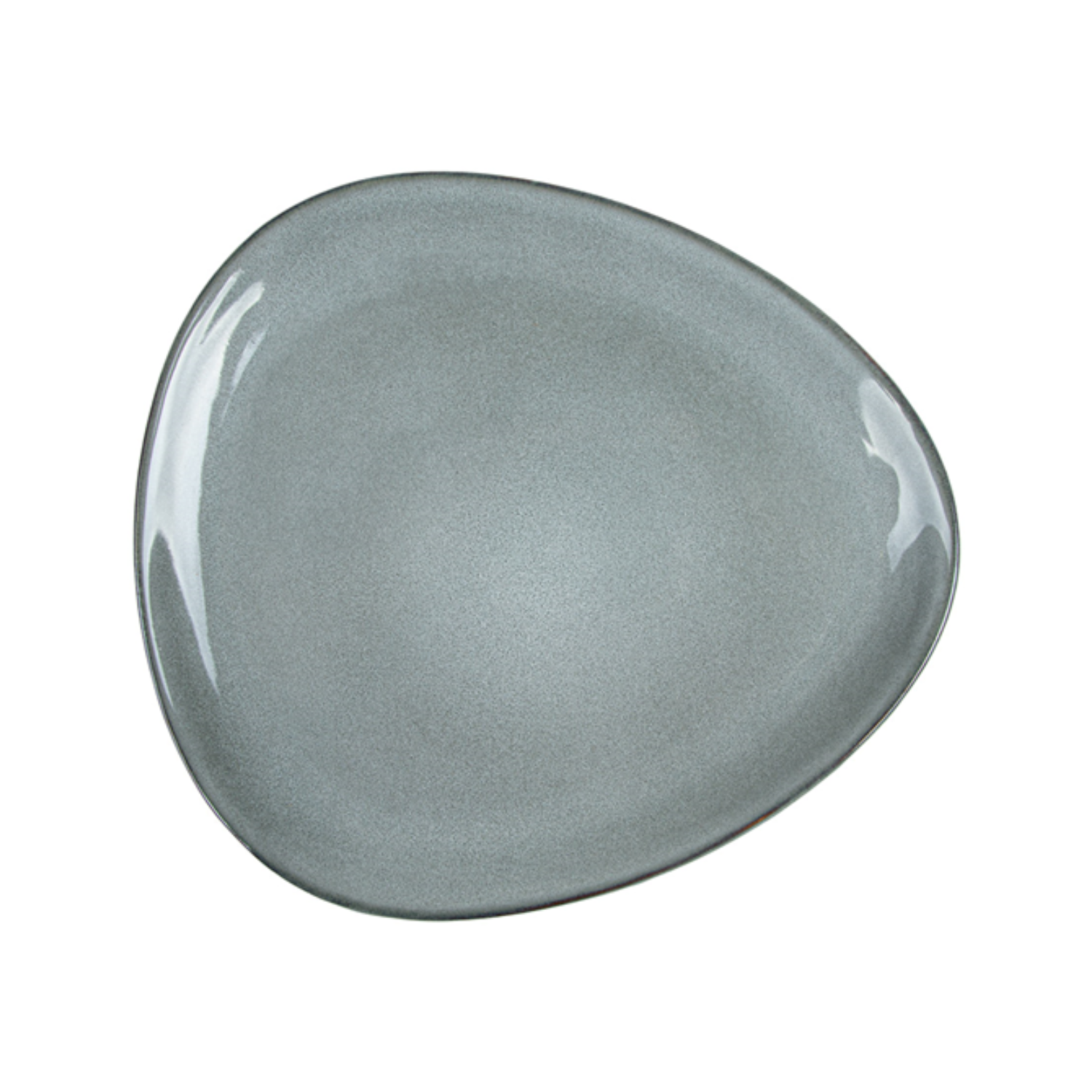 Assiette plate asymétrique en grès gris/vert 28x25 cm par 6