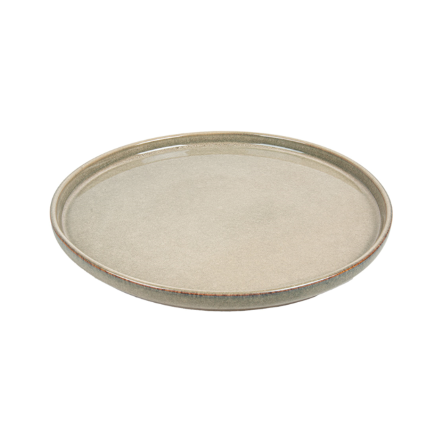 Assiette plate ronde en grès beige 26 cm par 6