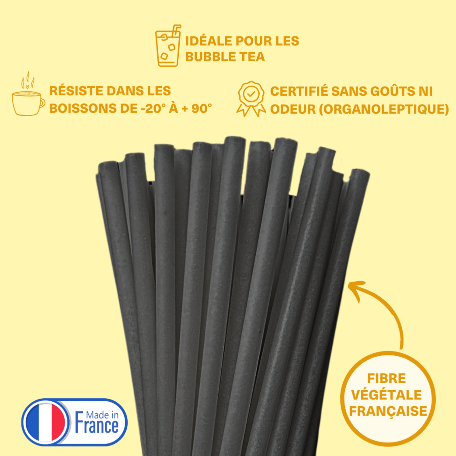 250 Pailles PLA Avec Cuillère BIO-ECO 21 Cm (6 Mm De Diamètre) Pour