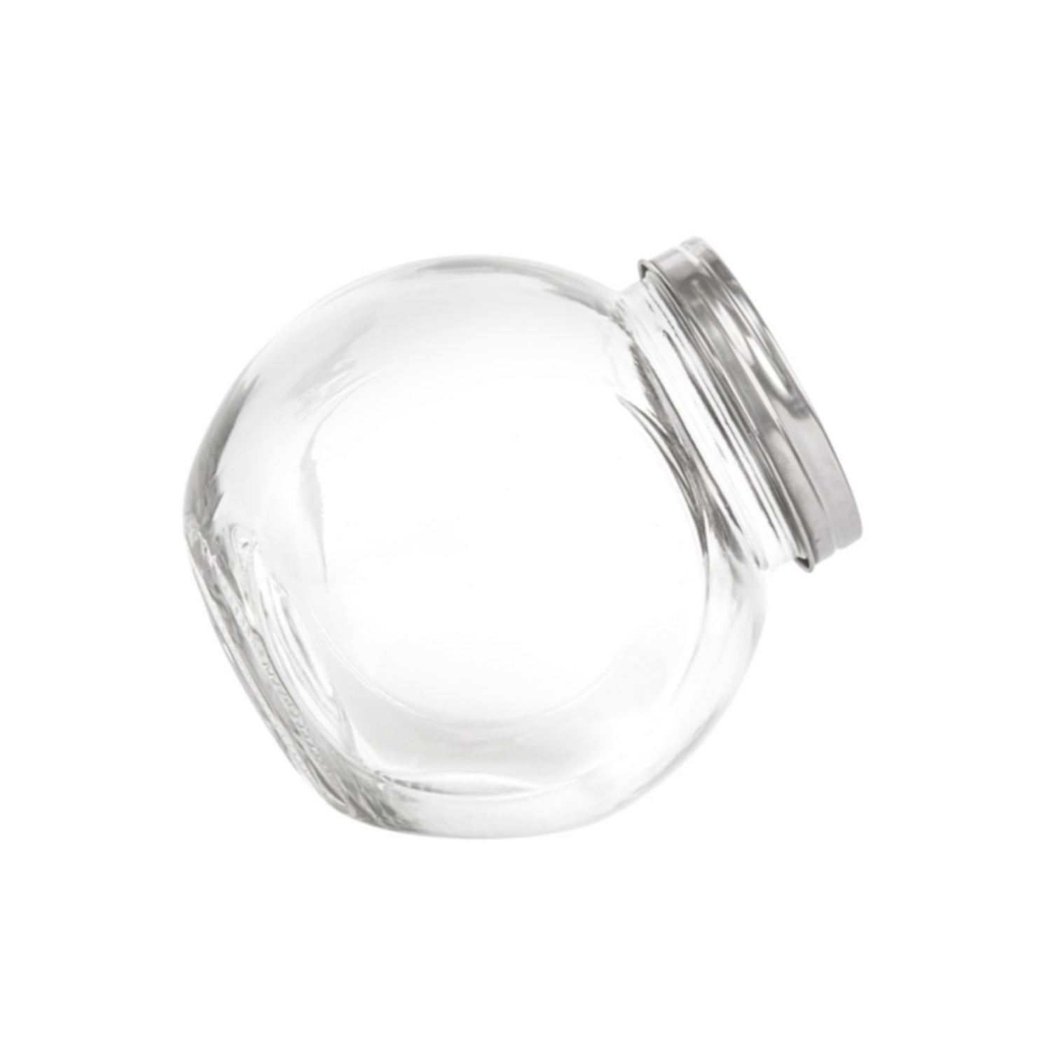 Bocal sphérique en verre avec couvercle métallique 1700 ml - Positon inclinée - ProSaveurs