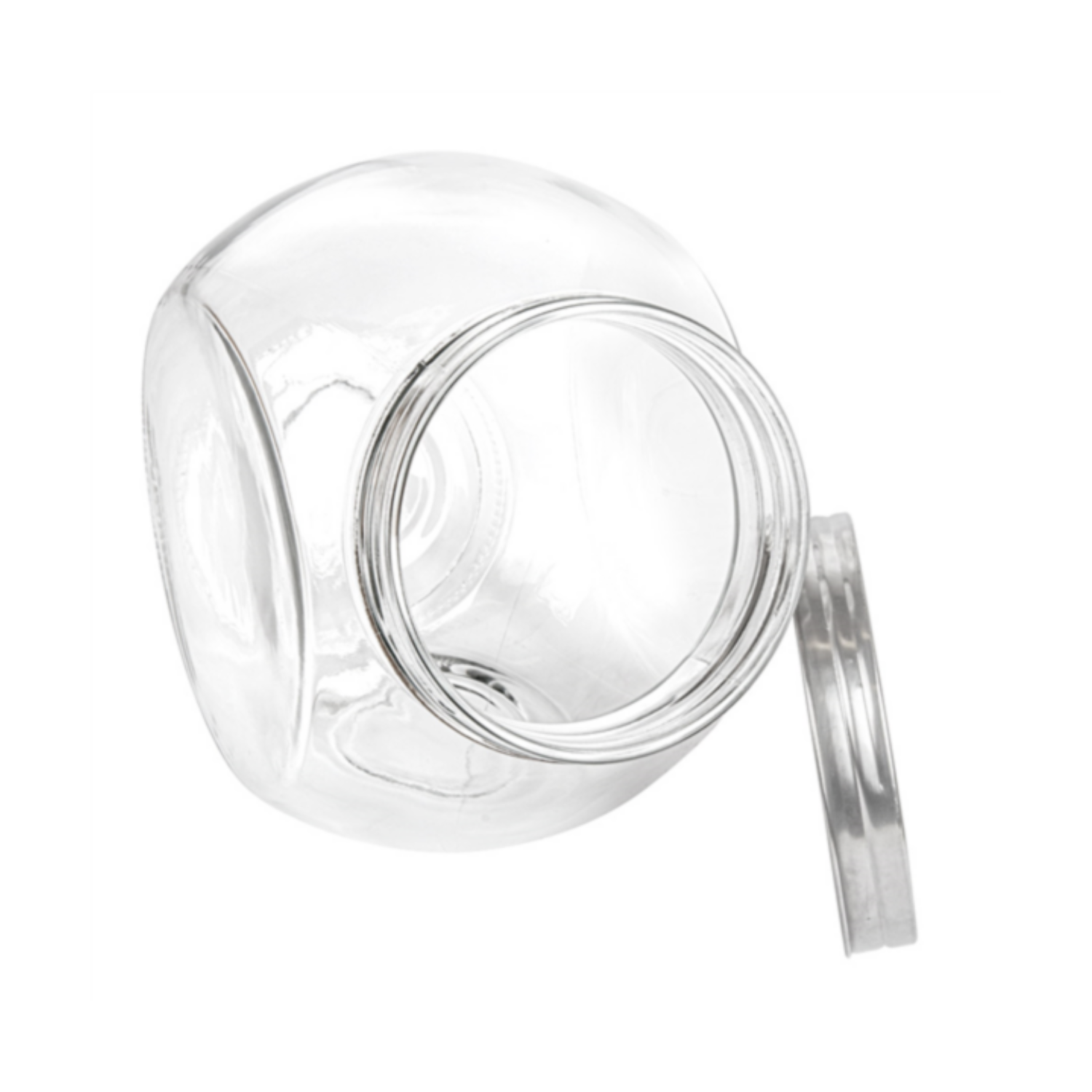 Bocal sphérique en verre avec couvercle métallique 3000 ml - Positon inclinée - ProSaveurs