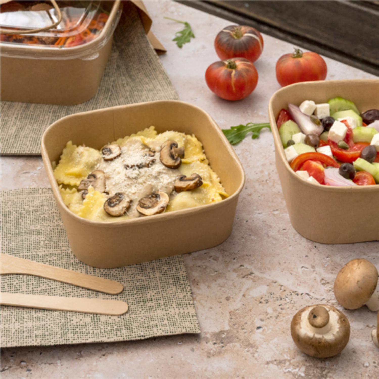 Bol carton carré kraft 1 230 ml - suggestion - ProSaveurs