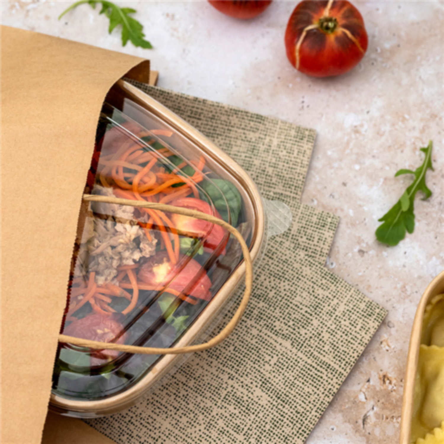 Bol carton carré kraft 1 410 ml - suggestion - ProSaveurs