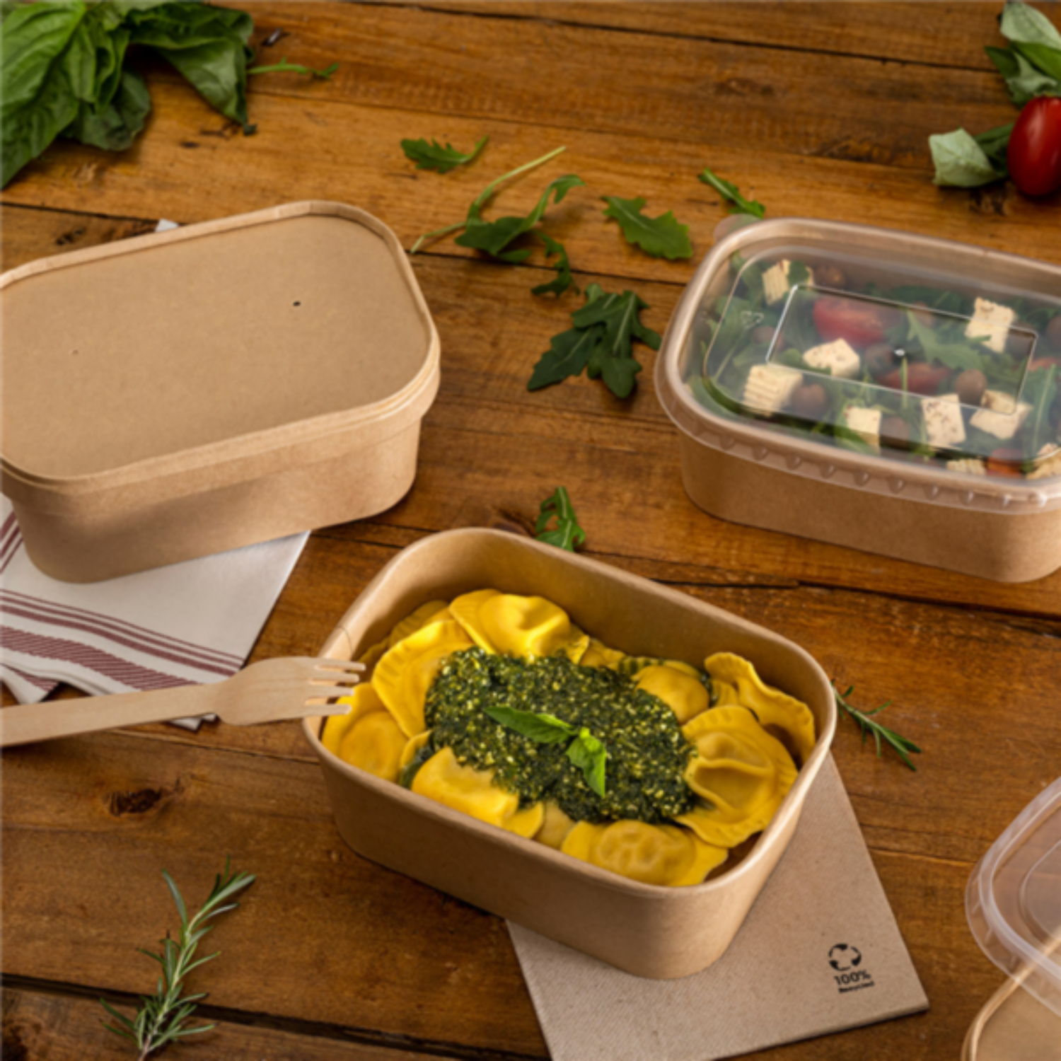 Bol carton rectangulaire kraft 500 ml - Suggestion - ProSaveurs