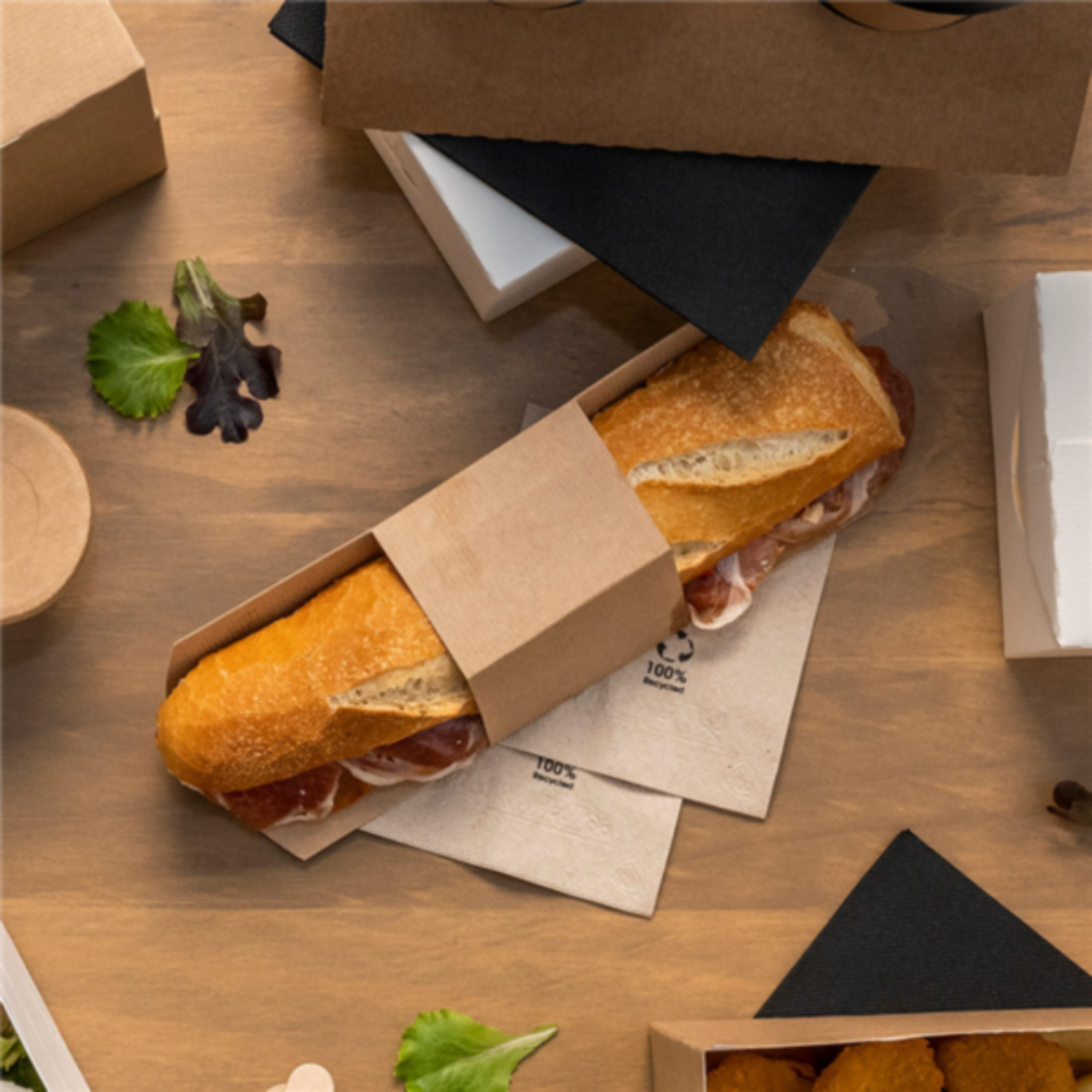 Étui pour sandwiches en carton kraft 23x10 cm - Suggestion - ProSaveurs