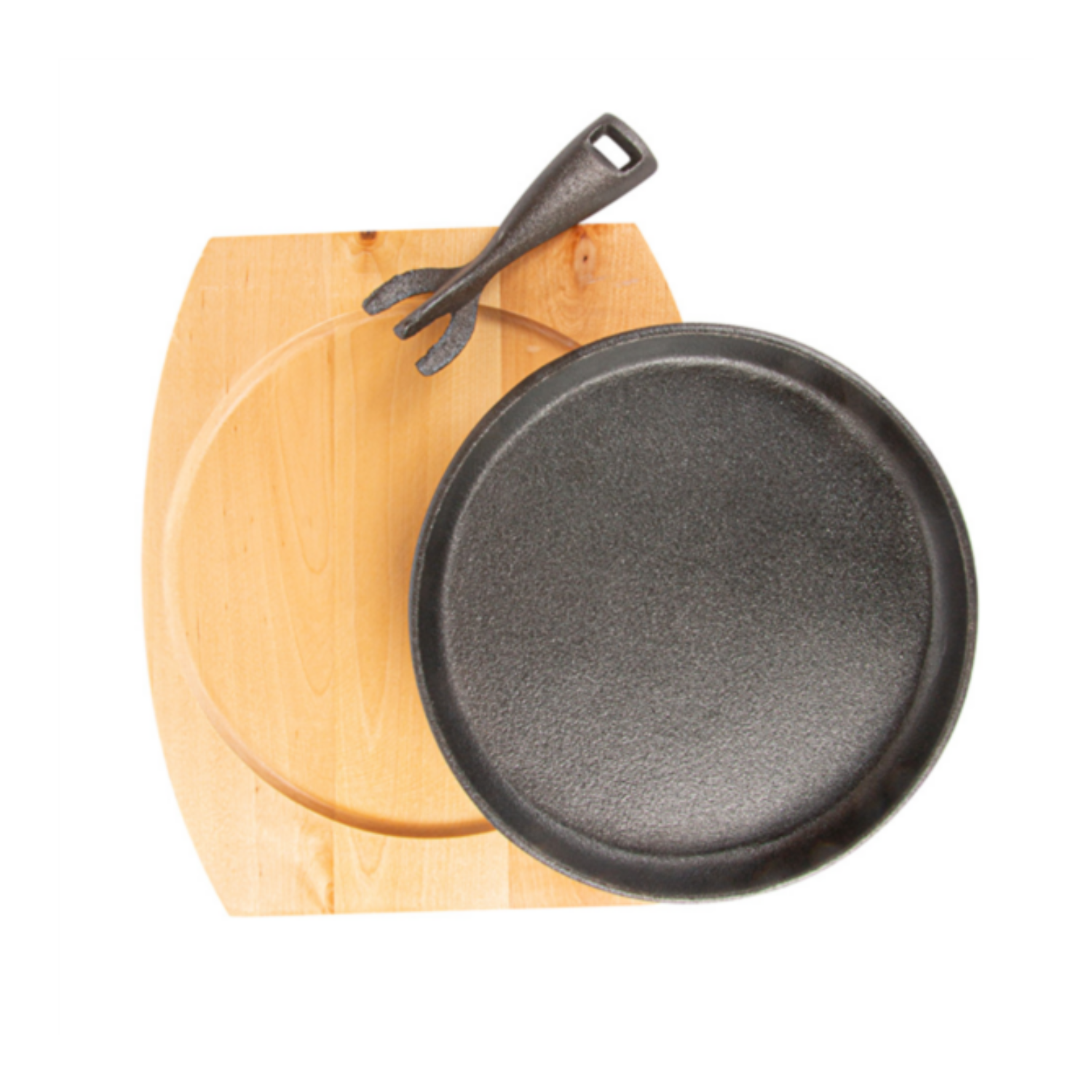 Poêlon rond en fonte Ø 22 cm sur planche bois - ProSaveurs