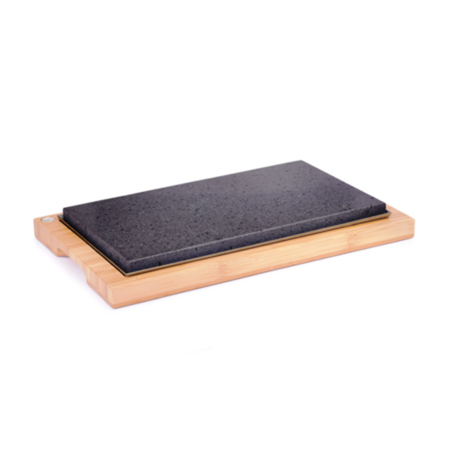 Grande pierre de cuisson en lave 36 × 20 cm sur planche bois par 3