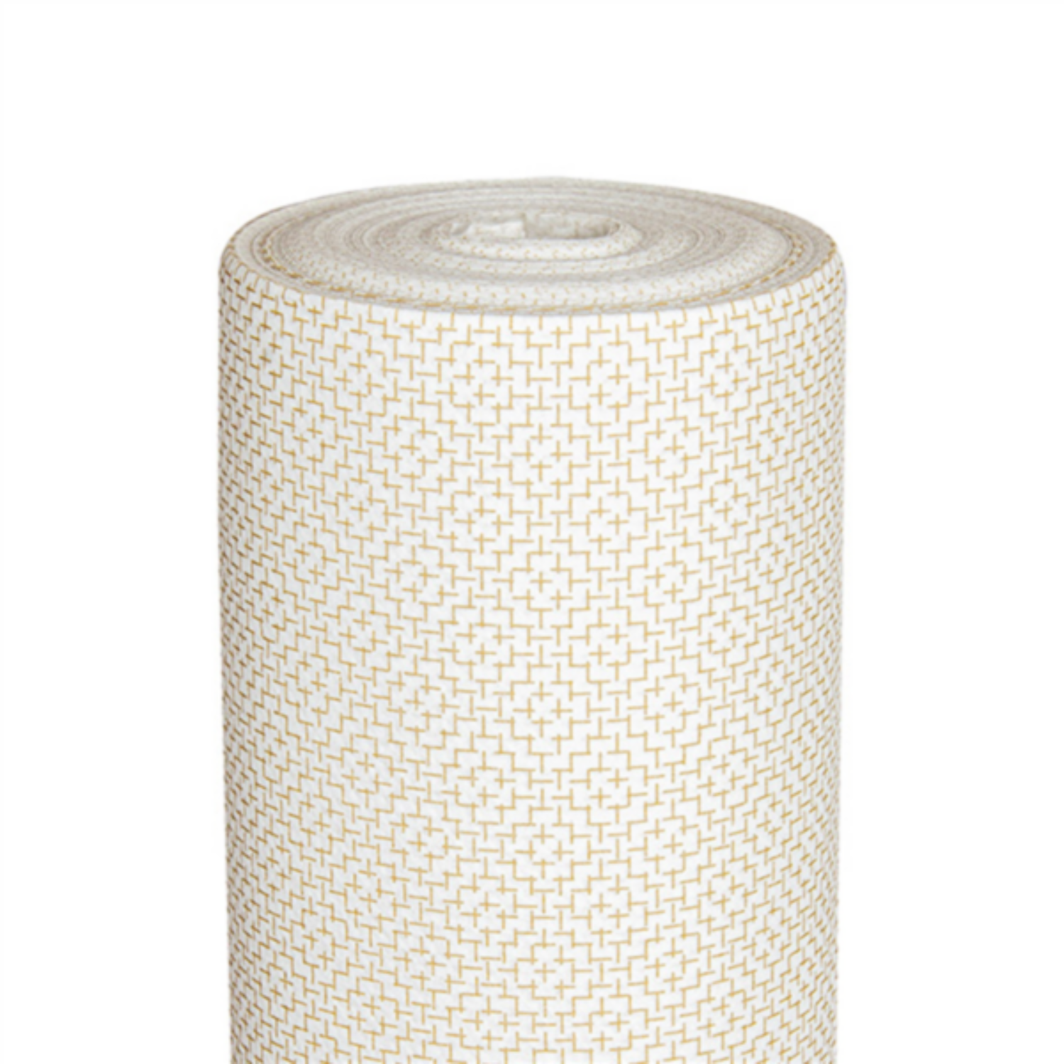 Nappe jetable blanche à motif doré en intissé airlaid, rouleau 1,20 x 25 m