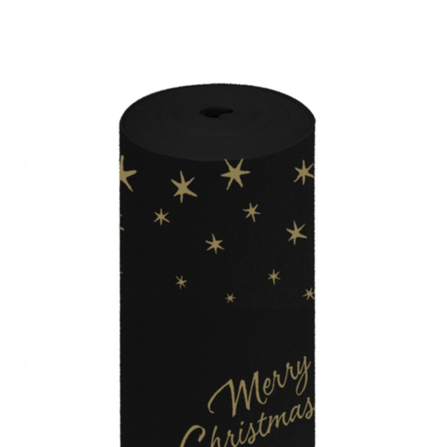 Nappe de Noël noire imprimée en intissé airlaid, rouleau 1,20 x 25 m