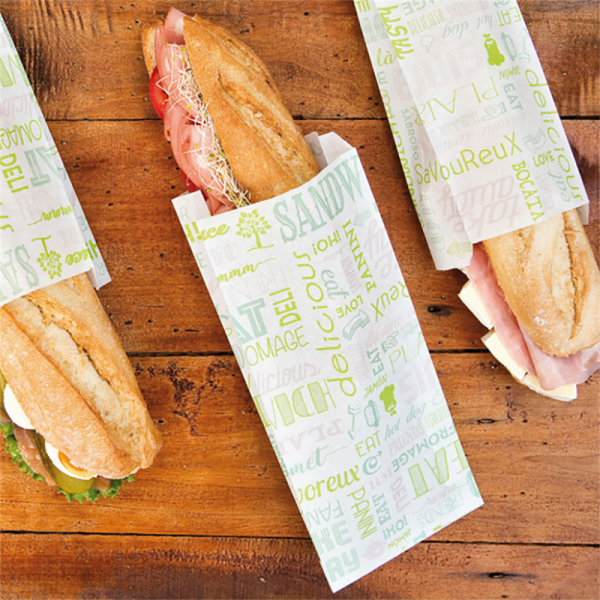 Sachets sandwiches en papier blanc 12+4x26 cm personnalisés 2 couleurs CN08-22923P2C-4