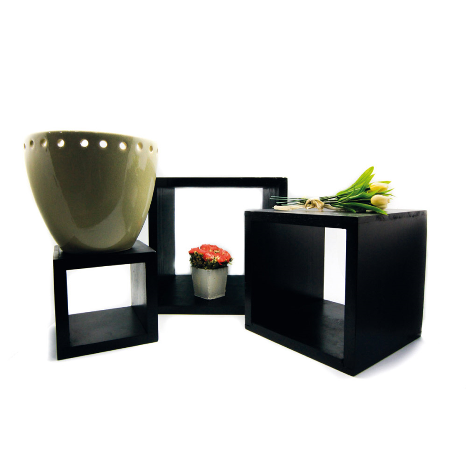 presentoir buffet 3 pieces en bois noir prosaveurs