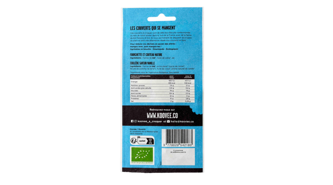 Kit couverts comestibles composition - Koovee - ProSaveurs