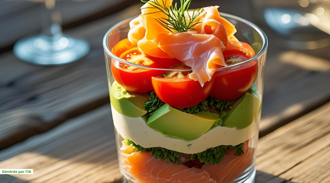 Verrine fraîcheur à la tomate, avocat et saumon fumé - verrines salées - ProSaveurs