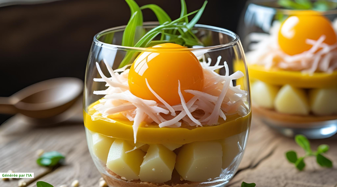 Verrine gourmande aux pommes de terre, œuf et surimi - verrines salées - ProSaveurs