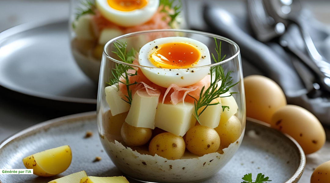 Verrine gourmande aux pommes de terre, œuf et surimi - verrines froides salées - ProSaveurs
