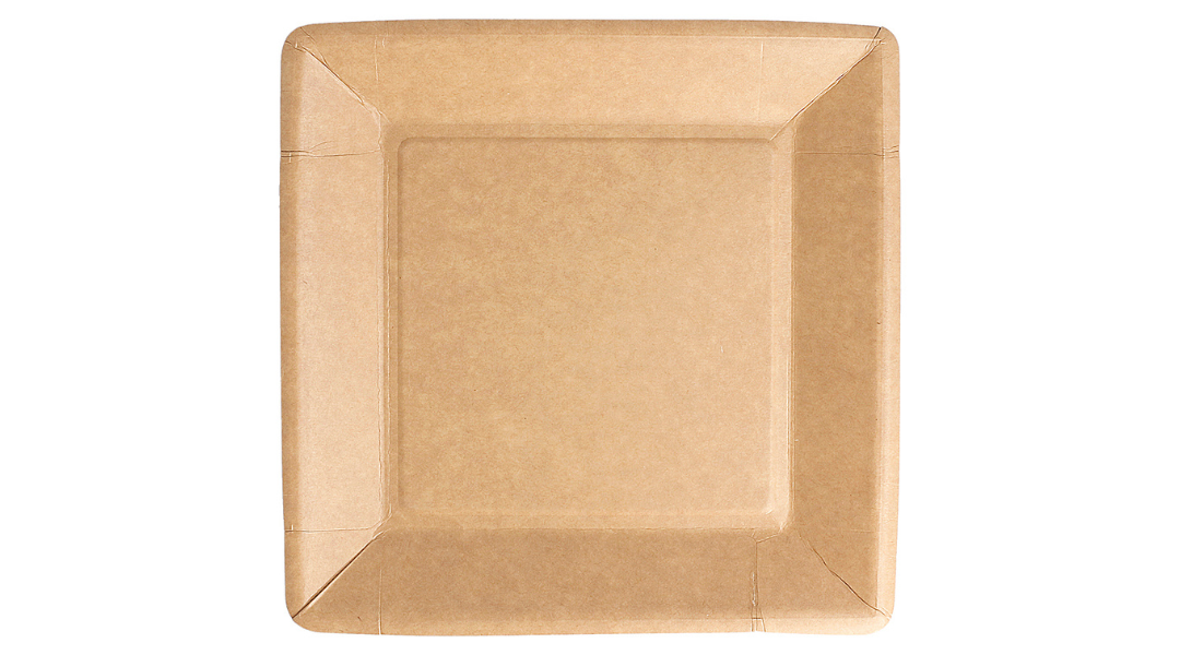 Assiette en carton naturel carrée - ProSaveurs