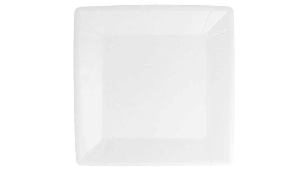 Assiette en carton blanche carrée - ProSaveurs