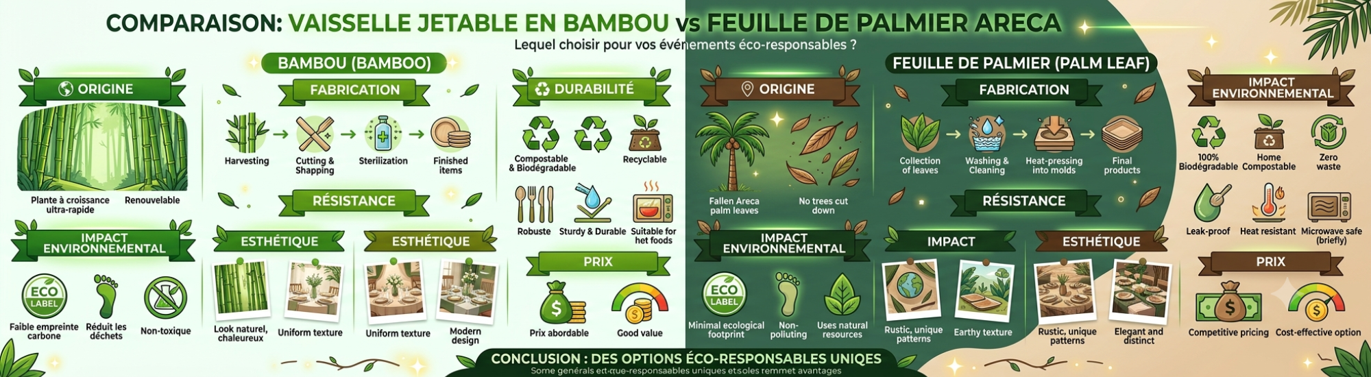 difference bambou vs palmier vaisselle jetable prosaveurs