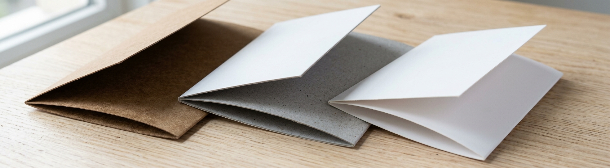 Cartons kraft, blanc à dos gris et blanc deux faces, montrés recto et verso