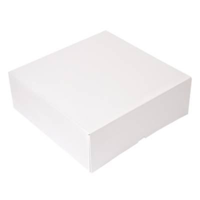 Boîte pâtissière en carton blanc sans fenêtre 28 x 28 x 10 cm