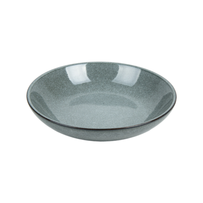 Assiette creuse en grès gris vert 20 cm par 6 - Vaisselle en grès - ProSaveurs