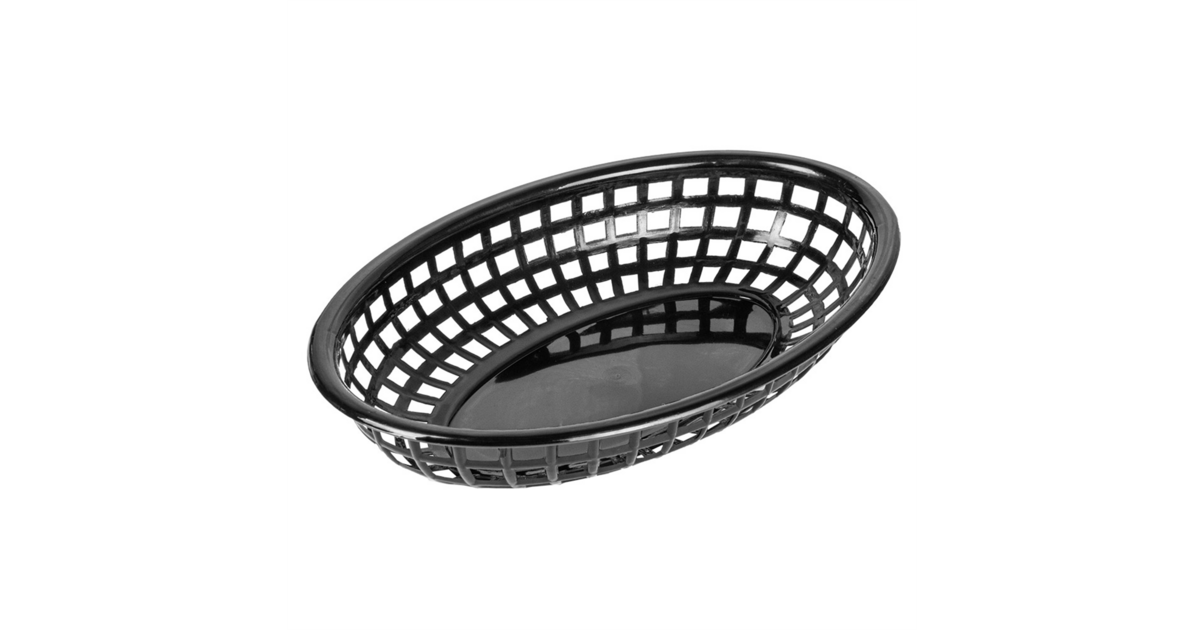 APS SVART Corbeille à Filet Métallique Ovale Noire - 20x15x8 Cm, Empilable, Corbeille à Pain Fruits Légumes, Lave-vaisselle