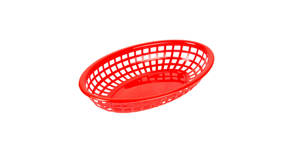 FAAING Lot De 40 Paniers Restauration Rapide Rouge - Panier De Service Oval 22,5 X 14 X 4 Cm - Pour Frites, Hamburgers, Sandwiches