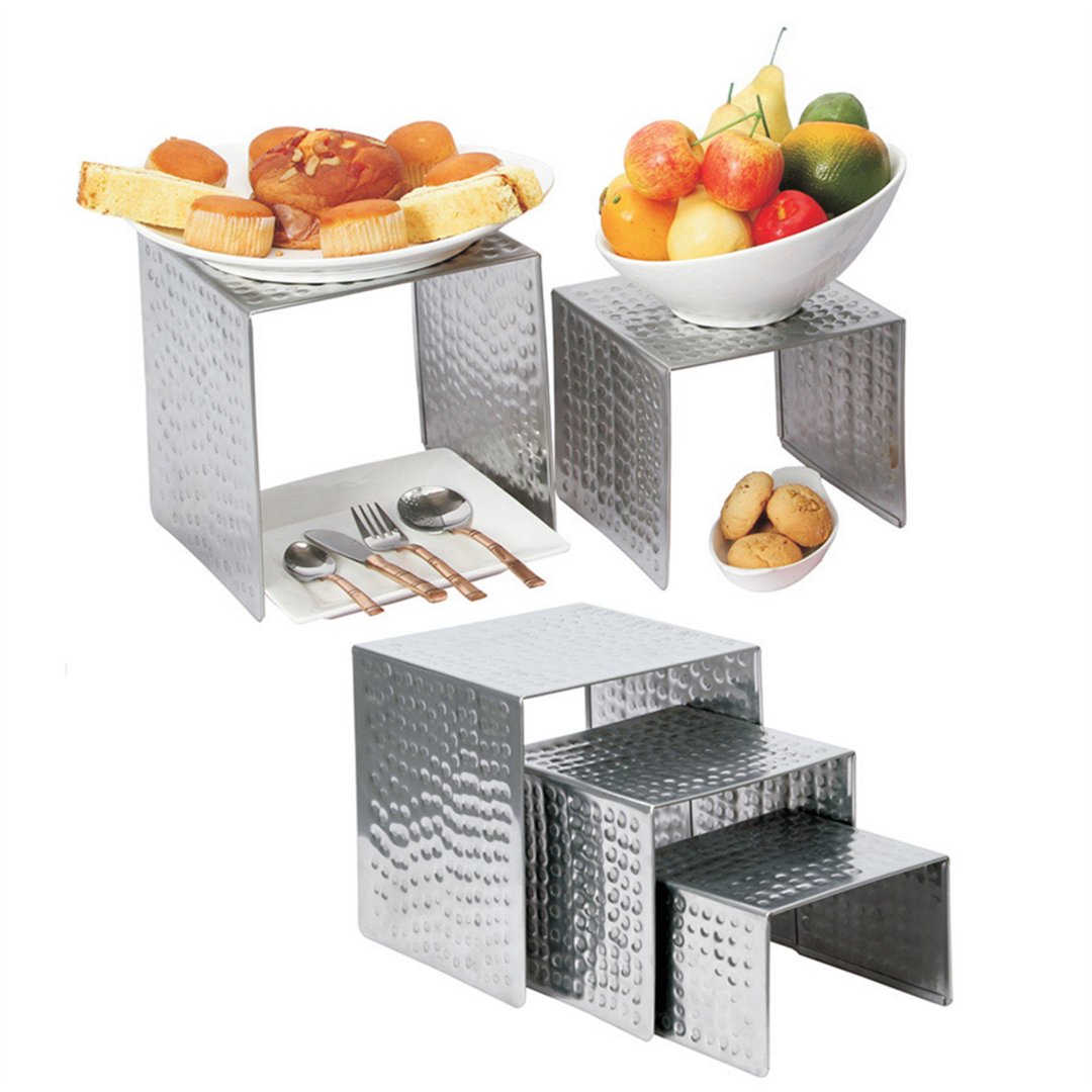Lot De 4 Rehausseurs De Buffet Pliables – En Carton Blanc, Diamètre 30 Cm, Hauteurs 10 Et 20 Cm