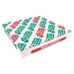 100 boites à pizza en carton blanc 29x29x3.8 cm motif Pizza - ProSaveurs