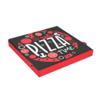 100 boites à pizza en carton blanc 40x40x3.8 cm motif Pizza Time - ProSaveurs