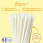 Paille compostable Bubble blanc givré 200mm - Diamètre 12 mm - ProSaveurs