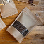 Doypack kraft fenêtre 1000 g plein – fermeture zip - ProSaveurs
