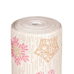 Nappe de Noël effet tissu à flocons dorés et rouges, rouleau de 1,20 x 25 m