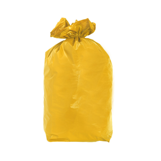 Sac poubelle professionnel hyper résistant 110 litres jaune par 5 rouleaux - ProSaveurs