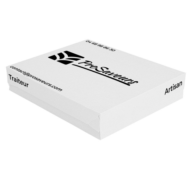 Boite traiteur 28x42 cm blanche personnalisée - ProSaveurs