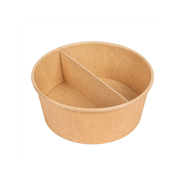 Séparateur carton 2 compartiments — saladier 750 ml à emporter - ProSaveurs