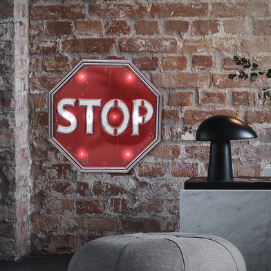26831B Plaque décoration murale Stop LED 31 cm PVC